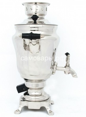 Электрический самовар из латуни никелированный на 1,5 литра форма "Тюльпан" с защитой от выкипания в Кировграде - kirovgrad.mebel-74.com | фото