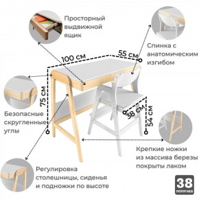 Комплект растущий стол и стул 38 попугаев «Вуди» (Белый, Без покрытия) в Кировграде - kirovgrad.mebel-74.com | фото